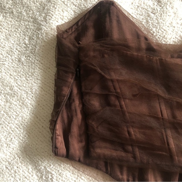 Zara Tulle corset crop top in Brown Medium - Picture 6 of 10